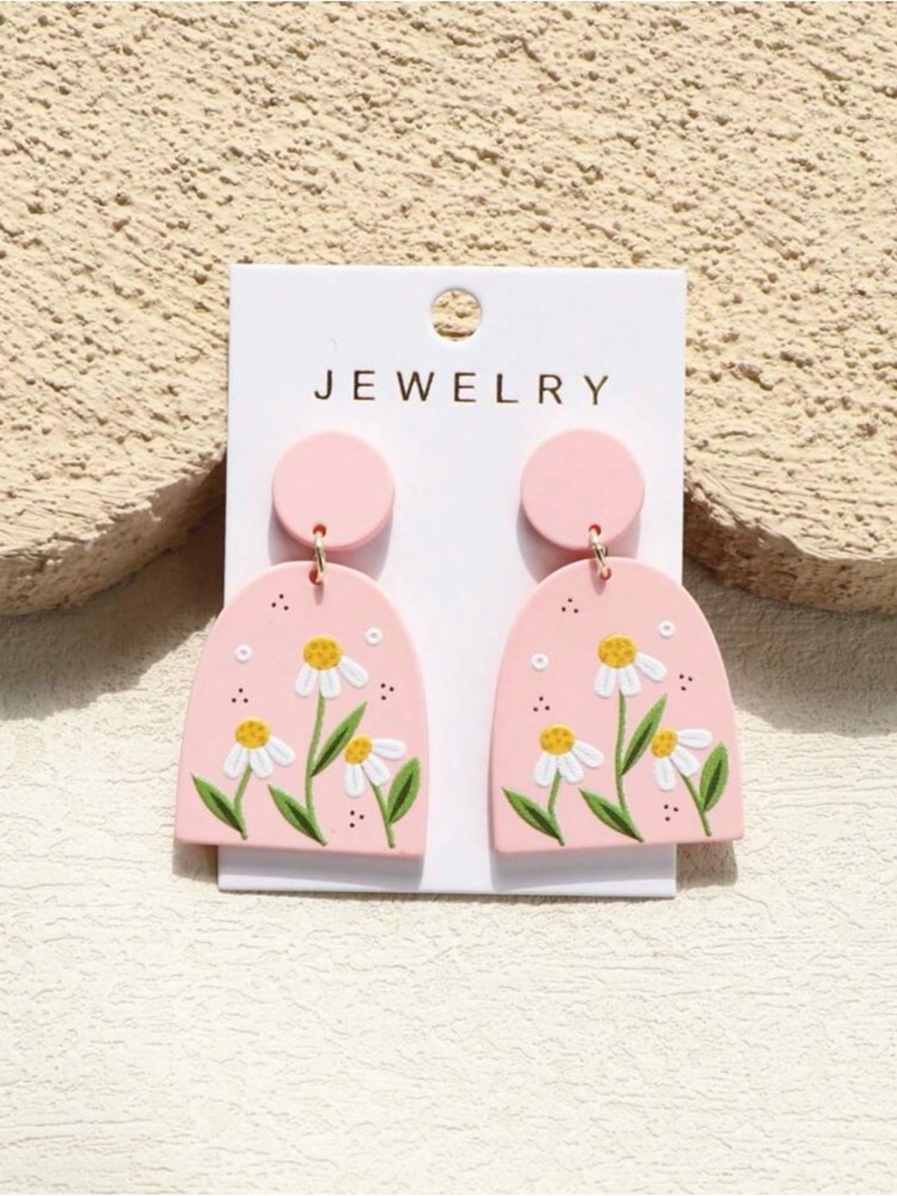 Pink Daisy Arch Drop Earrings NWT